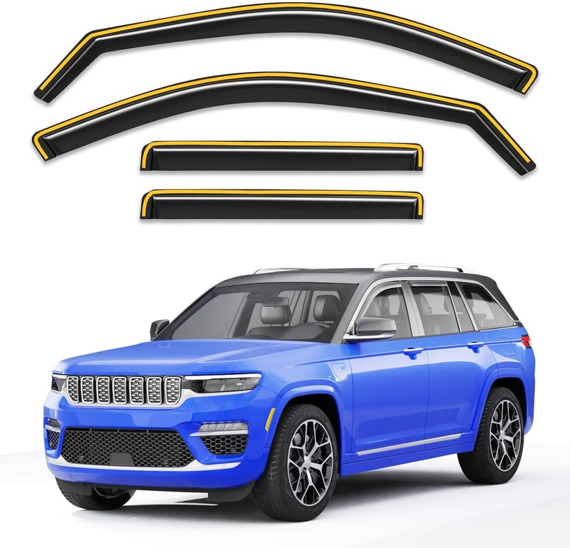 Breejoy in-Channel Window Rain Guards Fit for 2022-2025 Jeep Grand Cherokee 2-Row (Not for L 3-Row),Extra Durable Visors Vent Visors Window Deflector Vent Shades Car Accessories -4 pcs - Image 1